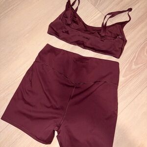 Nike SKIMS Matte Micro Scoop Bra and 3in Shorts Set - Currant